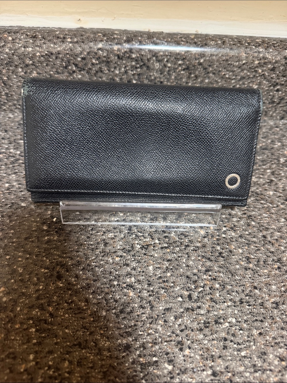 Bvlgari Black Pebbled Leather Continental Card Holder